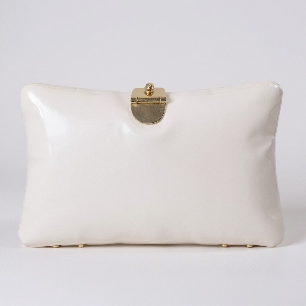 Lisette Mother Of Pearl Hard Lucite Shell Clutch Purse - Picture 2 of 6